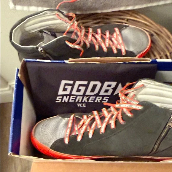 Golden Goose Deluxe Brand Slide Ice Suede Orange High-Top Sneakers - Picture 11 of 12